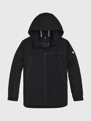 Kurtki Tommy Hilfiger Logo Tape Zip-Thru Parka Chłopięce Czarne | TH725IOC