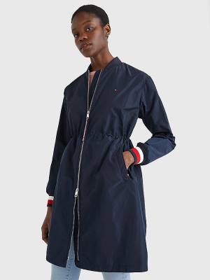 Kurtki Tommy Hilfiger Longline Bomber Coat Damskie Niebieskie | TH159WAV