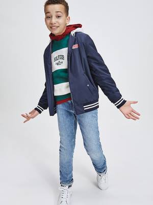 Kurtki Tommy Hilfiger Recycled Bomber Chłopięce Niebieskie | TH568TOJ