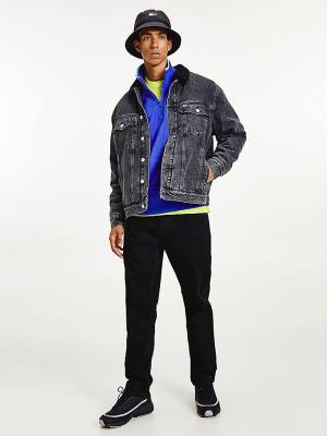 Kurtki Tommy Hilfiger Sherpa-Podszewką Black Denim Męskie Denim | TH102CNT