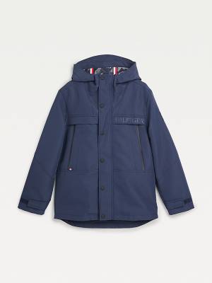 Kurtki Tommy Hilfiger TH Tech Recycled Zakapturzony Parka Chłopięce Niebieskie | TH531NJP