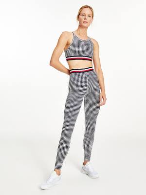 Legginsy Tommy Hilfiger Sportowe Full Length Houndstooth Damskie Czarne | TH301IAO