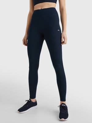 Legginsy Tommy Hilfiger Sportowe Full Length Damskie Niebieskie | TH904JKP