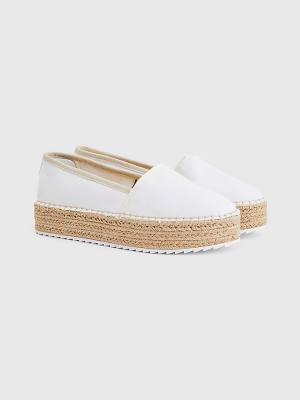 Loafersy Tommy Hilfiger Flatform Espadrilles Damskie Białe | TH824EXH