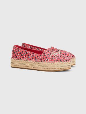 Loafersy Tommy Hilfiger Printed Signature Logo Espadrilles Damskie Różowe | TH271XJY