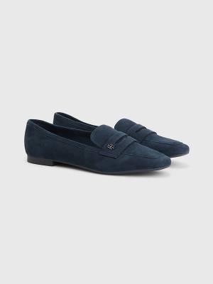 Loafersy Tommy Hilfiger Płaskie Zamszowe Damskie Niebieskie | TH398LAF