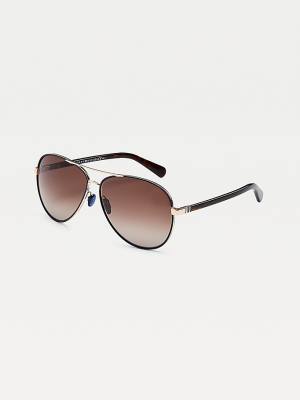 Okulary Słoneczne Tommy Hilfiger Double Bridge Aviator Damskie Czarne | TH678LIO