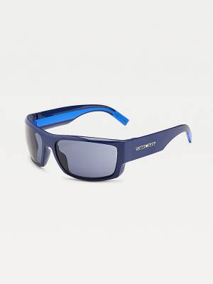 Okulary Słoneczne Tommy Hilfiger Rectangular Damskie Niebieskie | TH890BQP