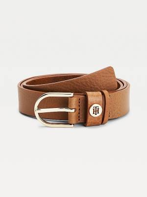 Paski Tommy Hilfiger Classics Monogram Organic Skórzane Damskie Brązowe | TH028BIR