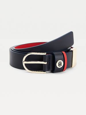 Paski Tommy Hilfiger Classics Reversible Organic Skórzane Damskie Niebieskie | TH895ALM