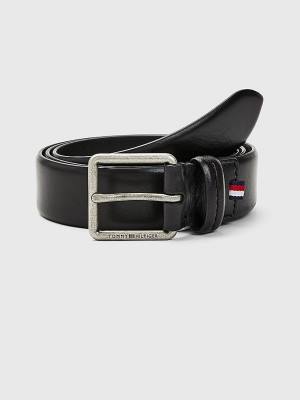 Paski Tommy Hilfiger Codzienne Skórzane Essential Męskie Czarne | TH510KAB