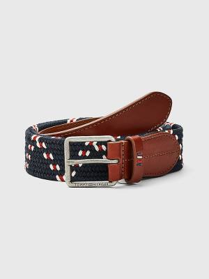 Paski Tommy Hilfiger Codzienne Skórzane Essential Elasticated Męskie Niebieskie | TH605AQT