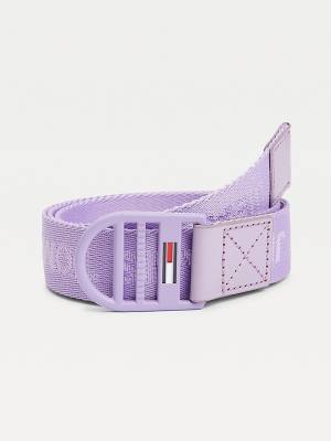 Paski Tommy Hilfiger Recycled Repeat Logo Webbing Damskie Fioletowe | TH084GQS