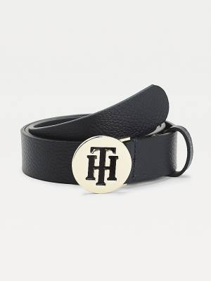 Paski Tommy Hilfiger Round Klamry Monogram Skórzane Damskie Niebieskie | TH390ETC