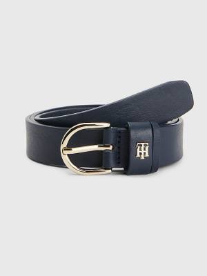 Paski Tommy Hilfiger Skórzane Monogram Damskie Niebieskie | TH938OSP