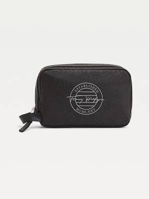 Plecaki Tommy Hilfiger All-Over Monogram Washbag Męskie Czarne | TH850MFA