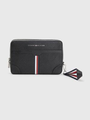 Plecaki Tommy Hilfiger Downtown Pebble Grain Pouch Męskie Czarne | TH215MRD