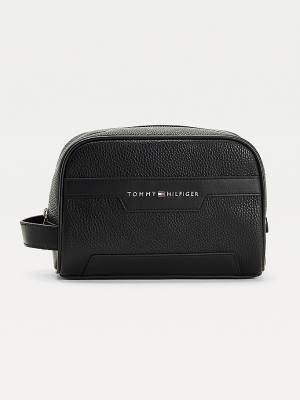 Plecaki Tommy Hilfiger Downtown Vegan Skórzane Washbag Męskie Czarne | TH175QVZ