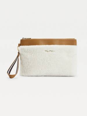 Plecaki Tommy Hilfiger Iconic Skórzane Shearling Clutch Damskie Różowe | TH768WGE