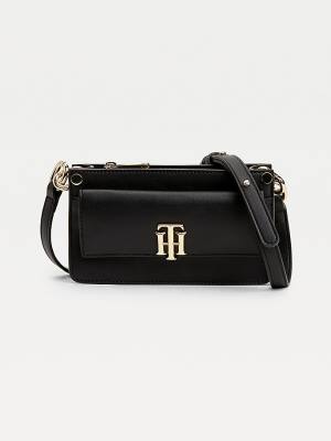 Plecaki Tommy Hilfiger Monogram Lock Small Crossover Damskie Czarne | TH497WUE