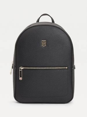 Plecaki Tommy Hilfiger Monogram Plaque Backpack Damskie Czarne | TH236IZO