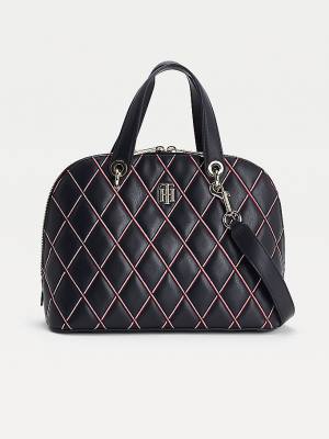 Plecaki Tommy Hilfiger Monogram Quilted Crossover Damskie Niebieskie | TH218NJD