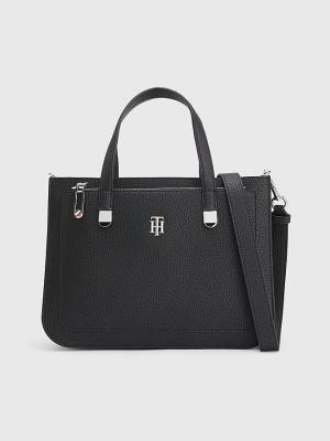 Plecaki Tommy Hilfiger Pebble Grain Satchel Damskie Czarne | TH713YUZ