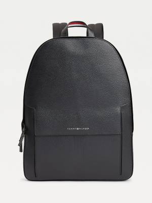 Plecaki Tommy Hilfiger TH Business Skórzane Backpack Męskie Czarne | TH759PMS