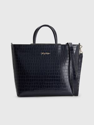 Plecaki Tommy Hilfiger TH Modern Croco Effect Tote Damskie Niebieskie | TH281HZS