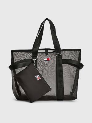 Plecaki Tommy Hilfiger Weekender Webbing Tote Damskie Czarne | TH962OBR