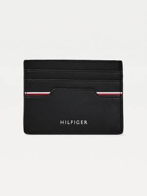 Portfele Tommy Hilfiger Commuter Skórzane Metallic Logo Card Holder Męskie Czarne | TH457YJH