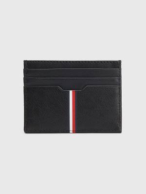 Portfele Tommy Hilfiger Downtown Skórzane Card Holder Męskie Czarne | TH140XAT