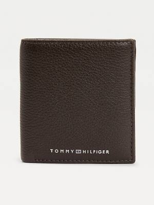 Portfele Tommy Hilfiger Downtown Skórzane Trifold Męskie Brązowe | TH213UCY