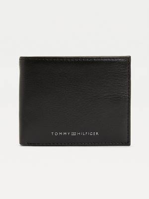 Portfele Tommy Hilfiger Downtown Small Skórzane Card Męskie Czarne | TH106RUL