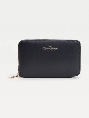 Portfele Tommy Hilfiger Iconic Signature Zip-Around Damskie Niebieskie | TH837HIG