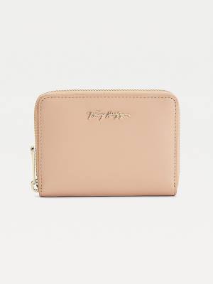 Portfele Tommy Hilfiger Iconic Zip-Around Medium Damskie Beżowe | TH063INL