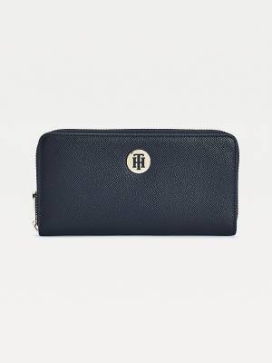 Portfele Tommy Hilfiger Large Monogram Zip-Around Damskie Niebieskie | TH493AJZ