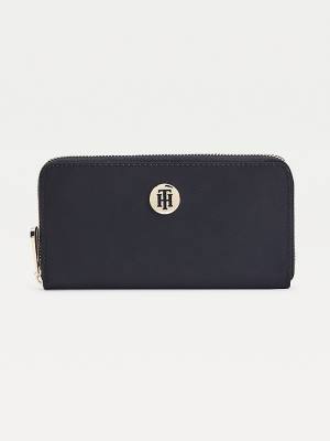 Portfele Tommy Hilfiger Large Zip-Around Recycled Damskie Niebieskie | TH650RZX