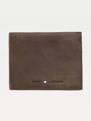 Portfele Tommy Hilfiger Skórzane Trifold Męskie Brązowe | TH275FLK