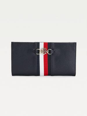 Portfele Tommy Hilfiger TH Club Horsebit Large Damskie Niebieskie | TH296AGR