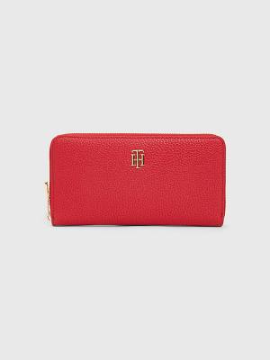 Portfele Tommy Hilfiger TH Monogram Large Zip-Around Damskie Czerwone | TH216OHR