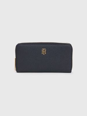 Portfele Tommy Hilfiger TH Monogram Large Zip-Around Damskie Niebieskie | TH519CQA