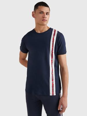 Pyjamas Tommy Hilfiger Logo Stripe Męskie Niebieskie | TH187KTJ