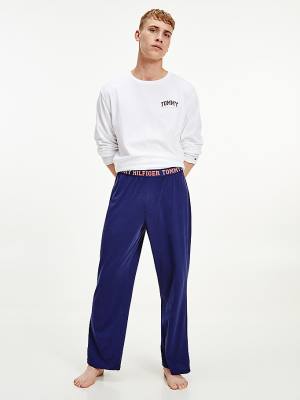 Pyjamas Tommy Hilfiger Long Sleeve Logo Set Męskie Niebieskie | TH248MQC