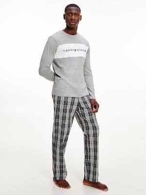 Pyjamas Tommy Hilfiger Organic Bawełniane Long Sleeve Męskie Szare | TH157SEB