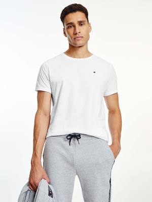 Pyjamas Tommy Hilfiger Organic Bawełniane Męskie Białe | TH563XPC