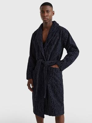 Pyjamas Tommy Hilfiger Original Towelling Monogram Bathrobe Męskie Niebieskie | TH495SHA