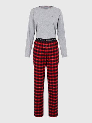 Pyjamas Tommy Hilfiger Plaid Stretch Flannel Set Damskie Czerwone | TH653HPA