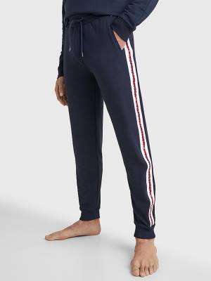 Pyjamas Tommy Hilfiger Repeat Logo Drawstring Joggers Męskie Niebieskie | TH132NPE