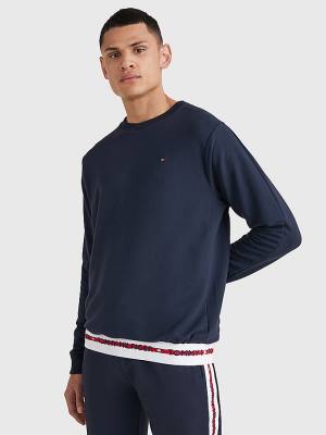 Pyjamas Tommy Hilfiger Repeat Logo Track Sweatshirt Męskie Niebieskie | TH579HKV